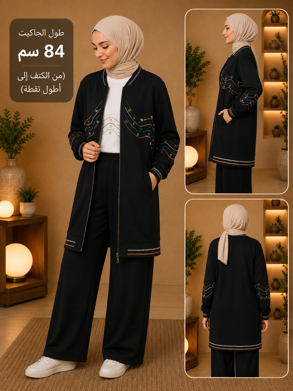 Sahar – Dreiteiliges Set mit Perlenstickerei