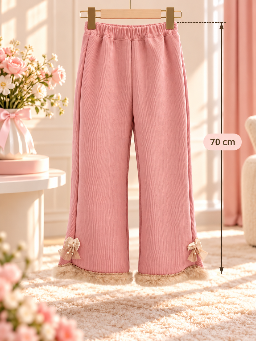Leen – Gefütterte Mädchenhose in Cord-Optik mit Schleifen