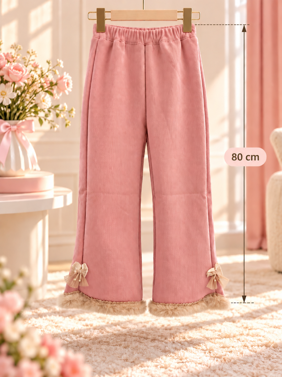 Leen – Gefütterte Mädchenhose in Cord-Optik mit Schleifen