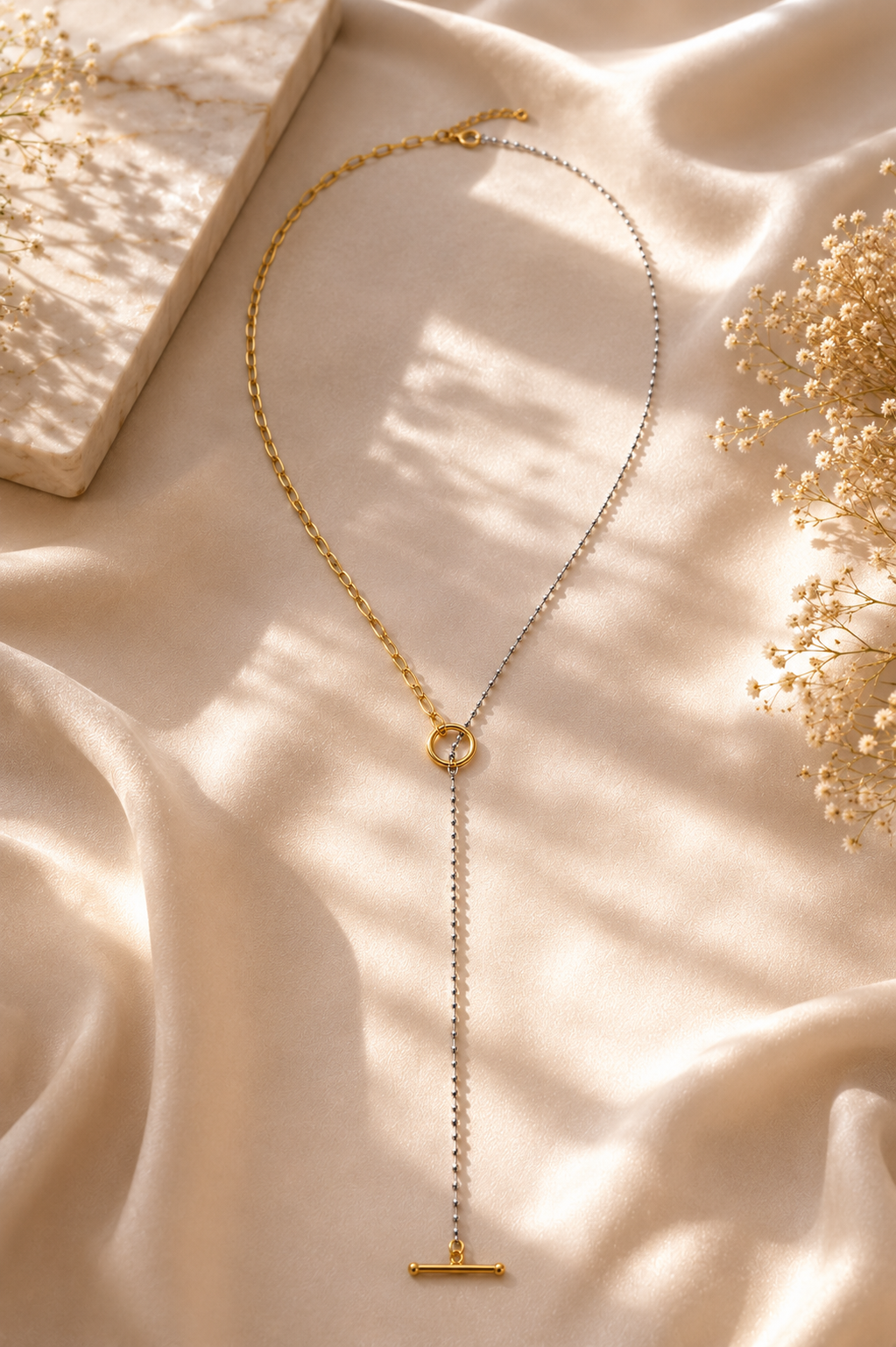 Tala – Halskette gold- & silberfarben, zweifarbige Lariat-Kette