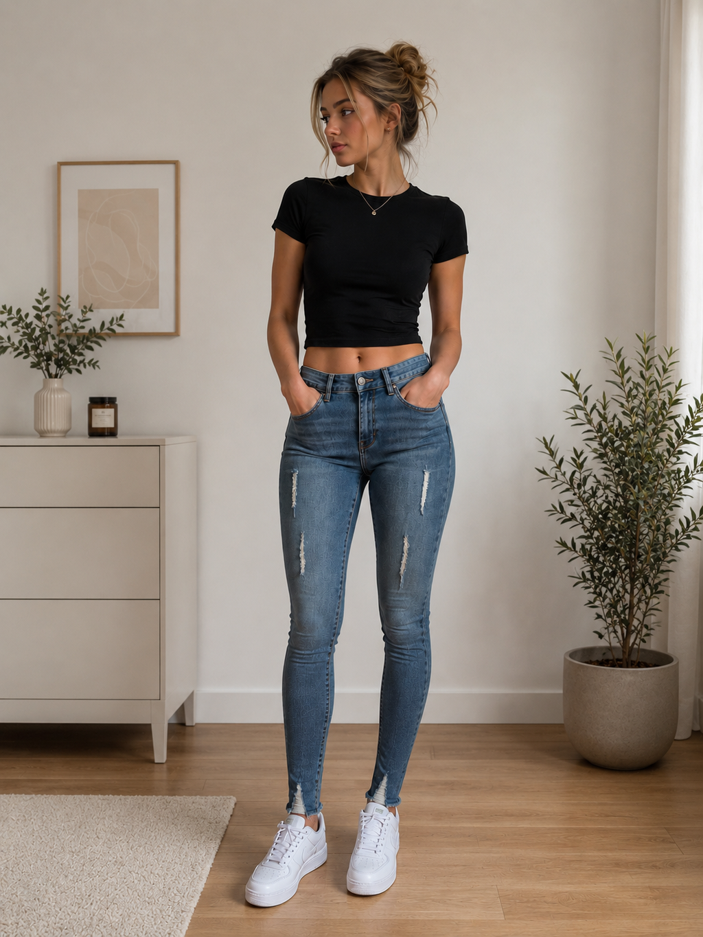 Zohra – Skinny Jeans mit High Waist & Used-Details
