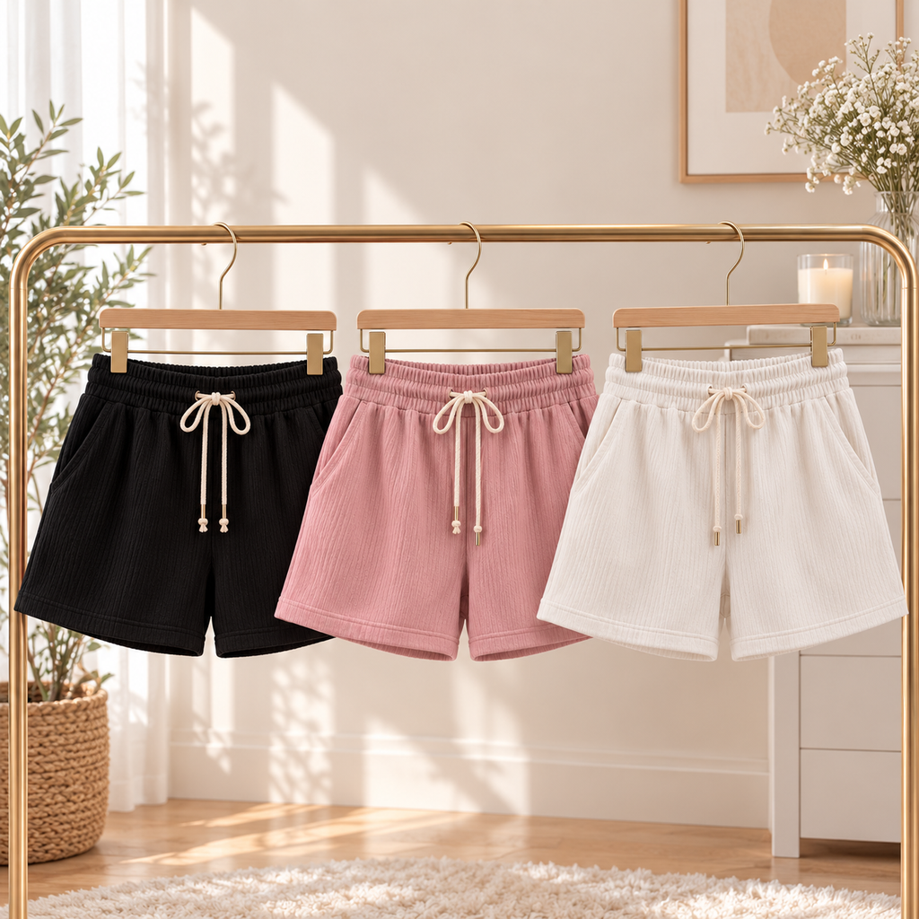 Nora – Ripp-Shorts Damen im 3er-Set: Schwarz, Rosé & Creme