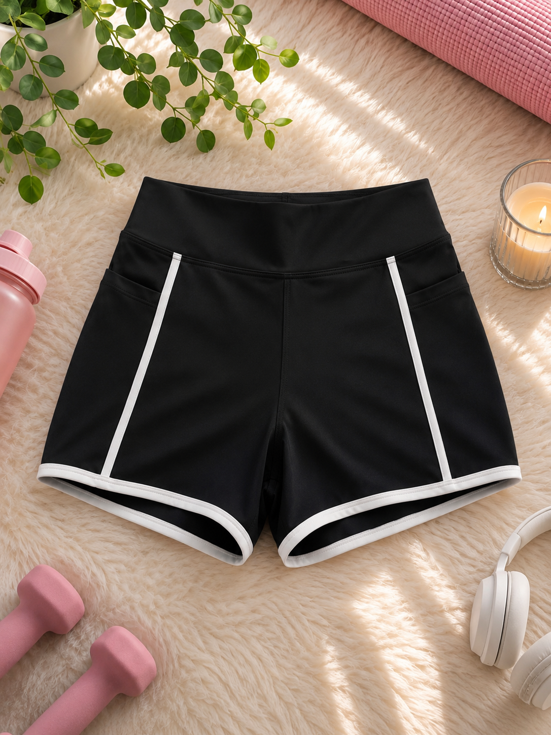 Nadia – Sport-Shorts mit Kontrastpaspel und Seitentaschen