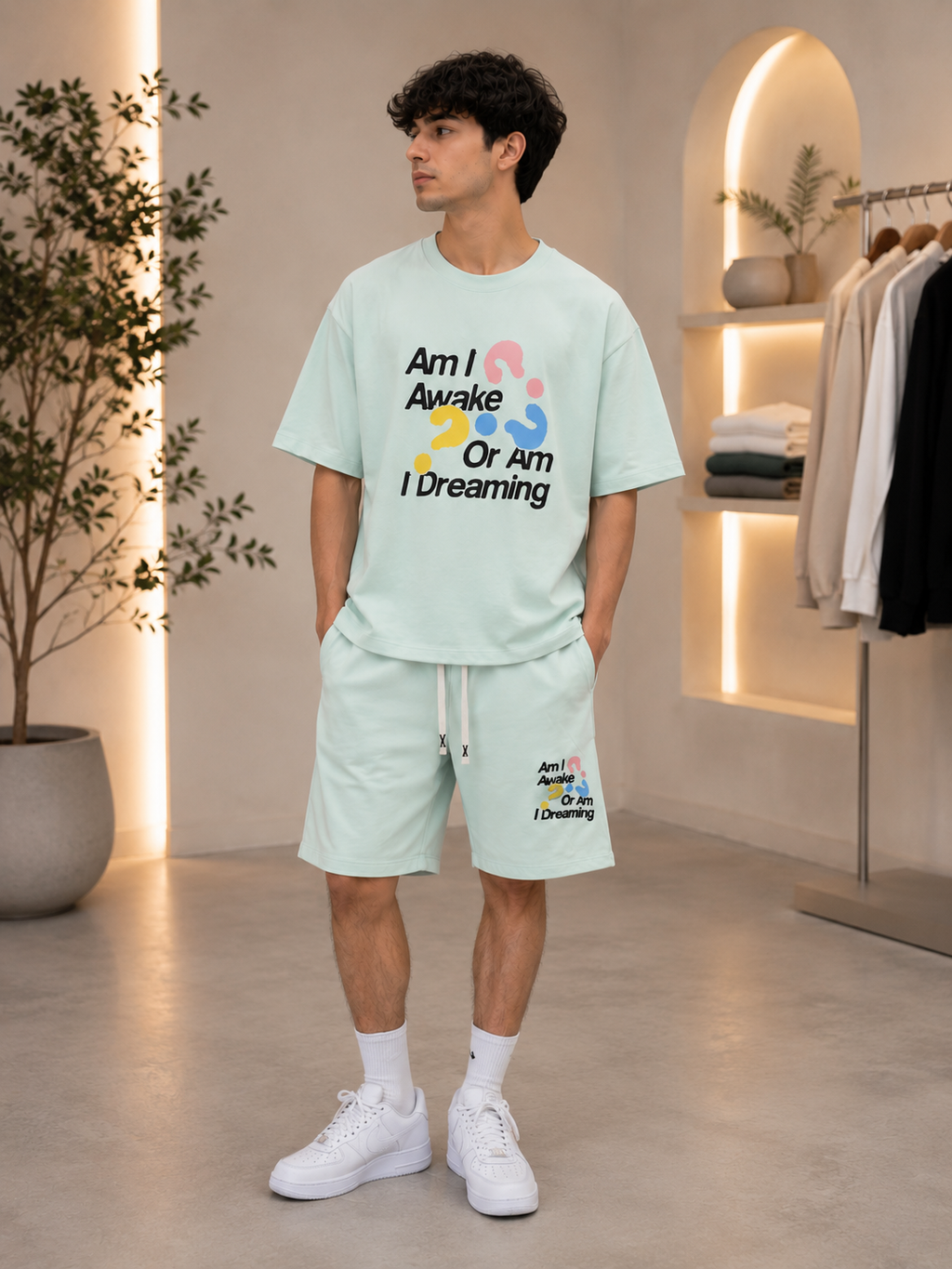 Oversize T-Shirt & Shorts Set – Mintgrün, ab 14 Jahren | Velunar