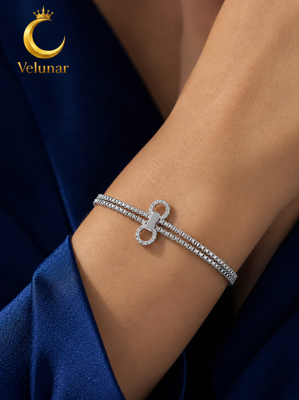 Reem – Armband silberfarben, mehrlagig mit Trensen-Element