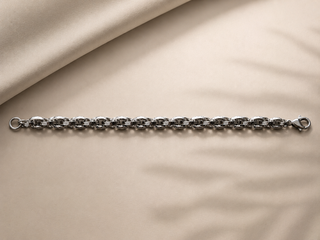 Altair – Armband silberfarben, klassische Ankerkette für Herren