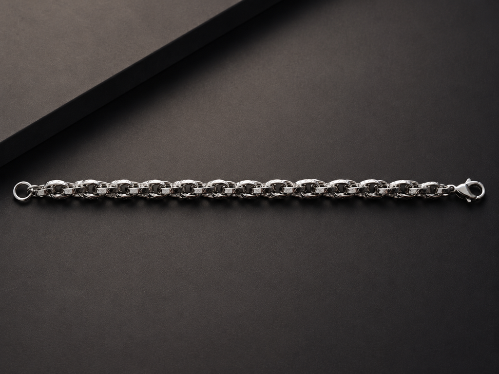 Altair – Armband silberfarben, klassische Ankerkette für Herren