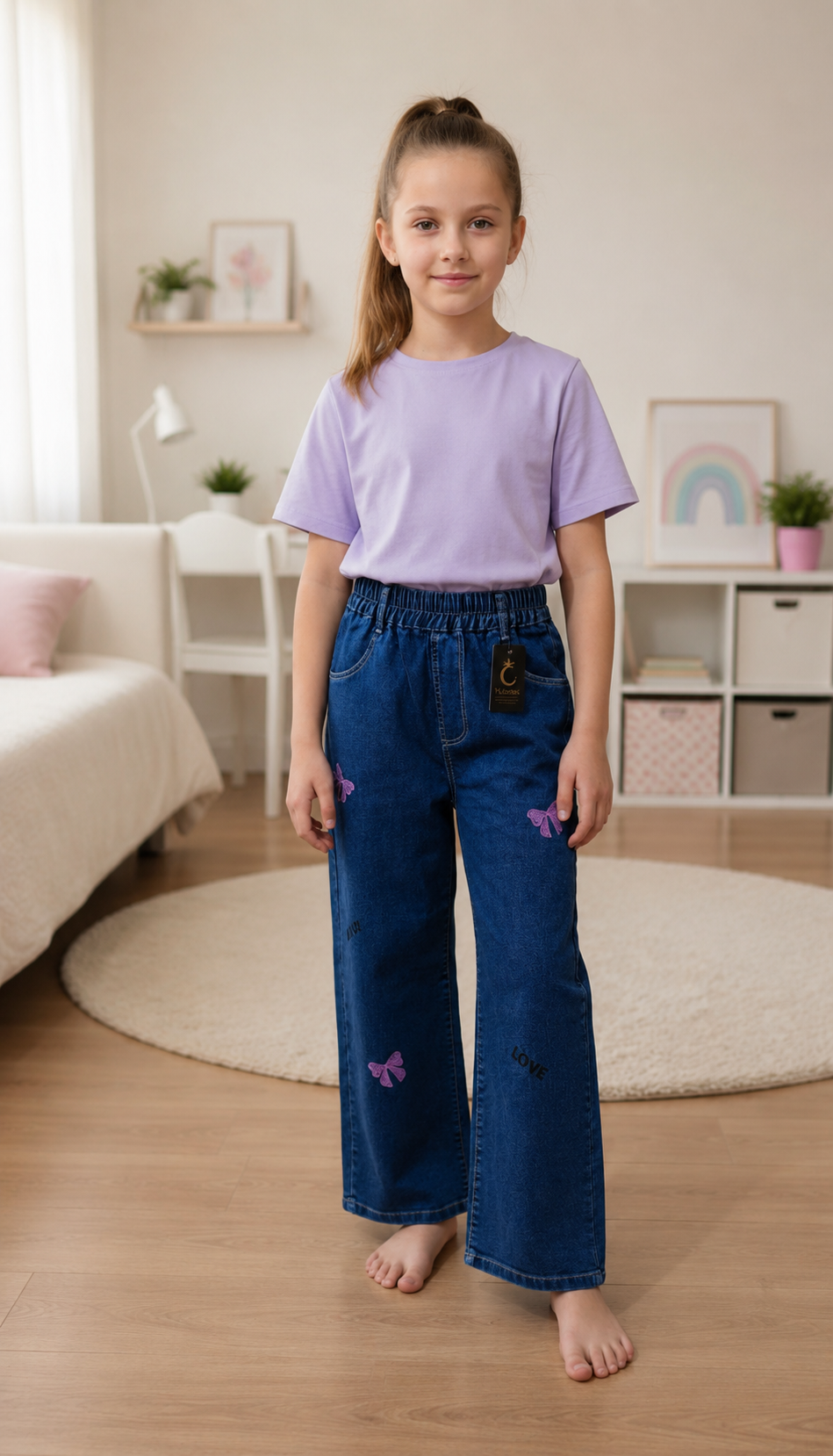 Sama – Weite Mädchenjeans mit Schleifen